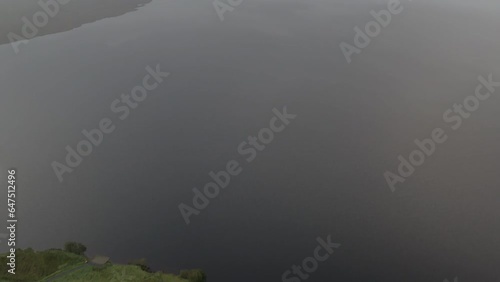 Aerial view of Spelga Dam on misty morning. Northern Ireland. photo