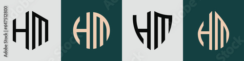 Creative simple Initial Letters HM Logo Designs Bundle.