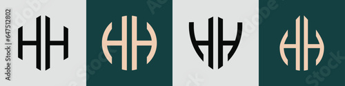 Creative simple Initial Letters HH Logo Designs Bundle.