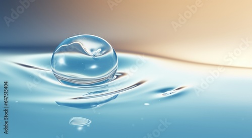 Water droplet background with ripples and reflections, blue color, close-up view, copy space