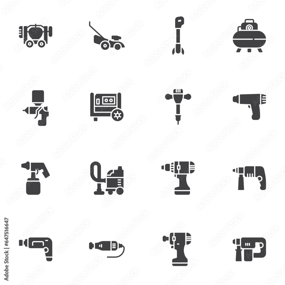 Power tools vector icons set Power tools vector icons set