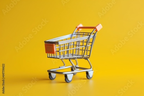 shopping cart with copy space, Shopping Trolley, Shopping Online Concept