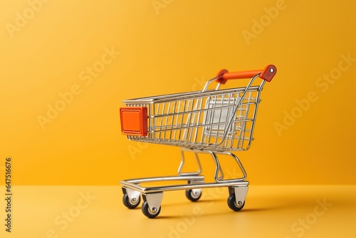 shopping cart with copy space, Shopping Trolley, Shopping Online Concept