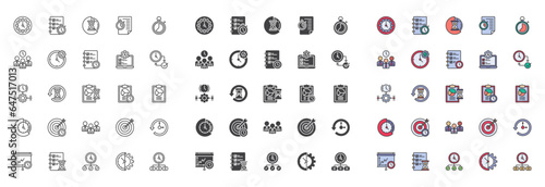 Time management different style icon set