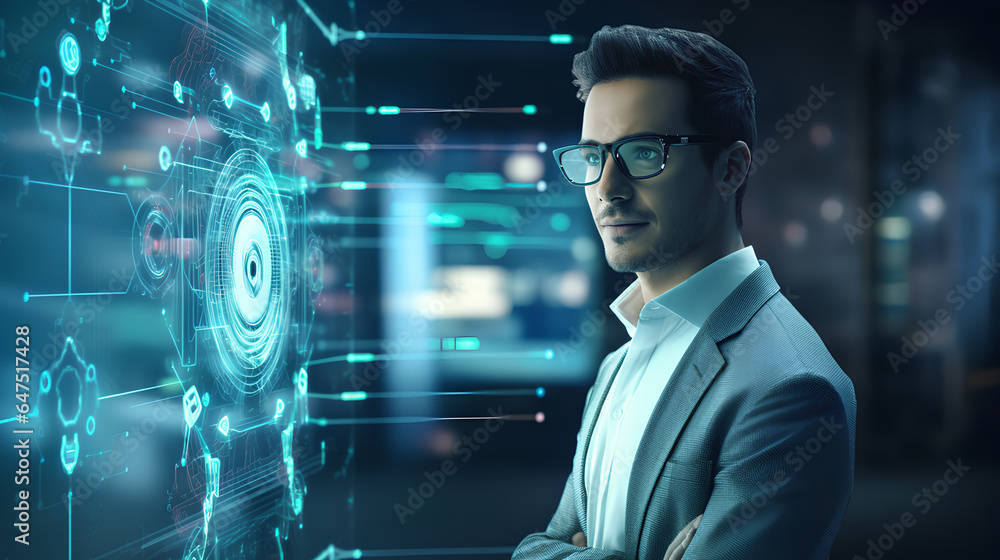 Fototapeta premium Businessman with AI