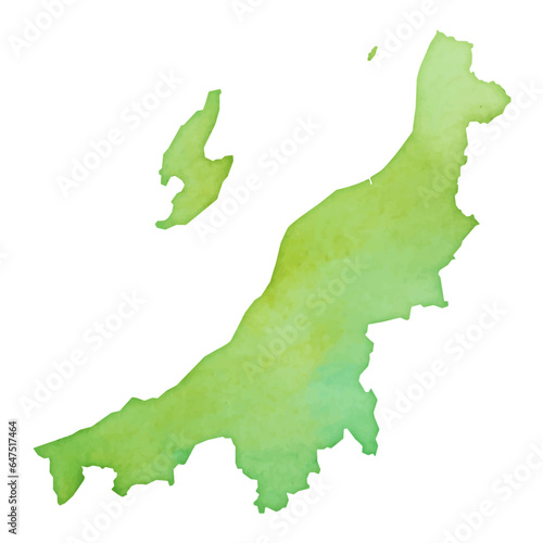 水彩風の新潟県地図のイラスト