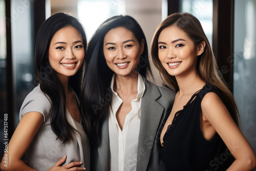 Three women standing next to each other. Suitable for illustrating friendship, teamwork, or diversity. Can be used in various marketing materials, blog posts, or social media campaigns. © vefimov
