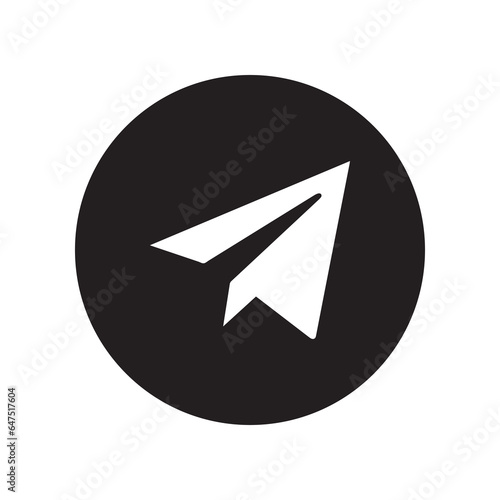 Airplane icon vector. Telegram logo design. Flat Social Media Sign in circle isolated on white background