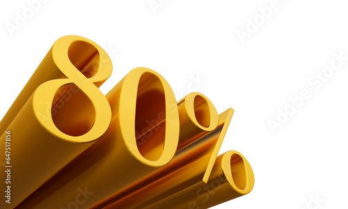  3D render promotional discount 80 percent typography 