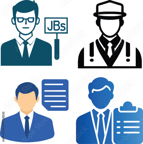 set of job seeker icon vector