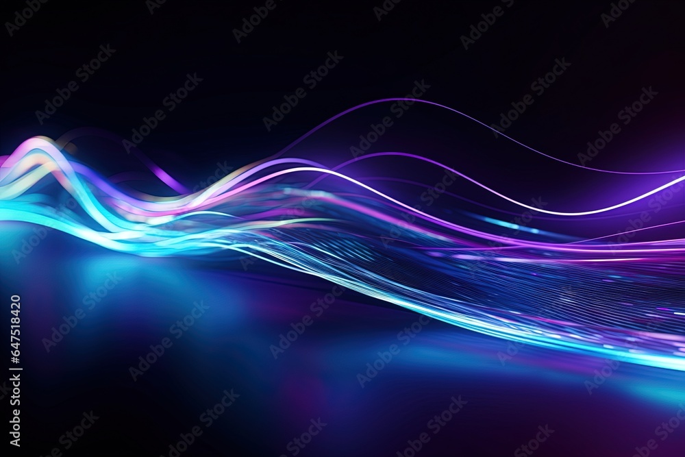 Naklejka premium abstract futuristic background with pink blue glowing neon moving high speed wave lines and bokeh lights. Data transfer concept Fantastic wallpaper