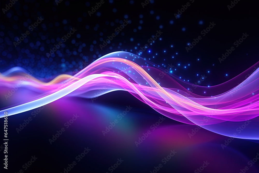 Naklejka premium abstract futuristic background with pink blue glowing neon moving high speed wave lines and bokeh lights. Data transfer concept Fantastic wallpaper