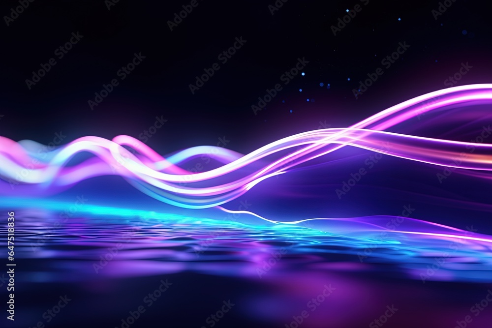 Naklejka premium abstract futuristic background with pink blue glowing neon moving high speed wave lines and bokeh lights. Data transfer concept Fantastic wallpaper