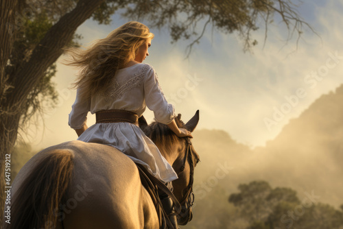 Young woman riding a horse © Veniamin Kraskov