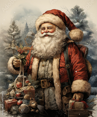 Vintage illustration for Christmas oldies art