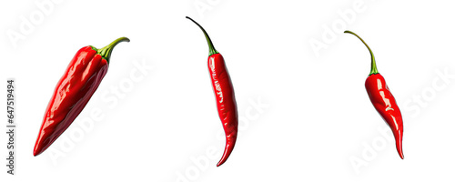 red hot chili peppers, set of red chili isolated on white or transparent background, png