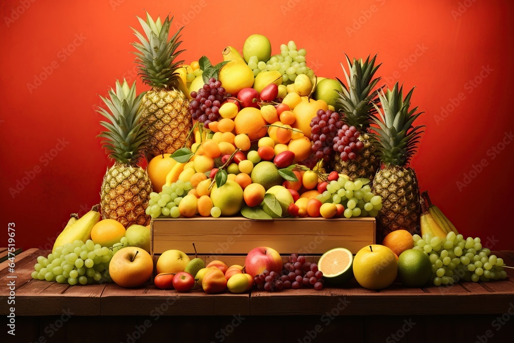 colorful ripe fruits. Generative AI colorful ripe fruits. Generative AI