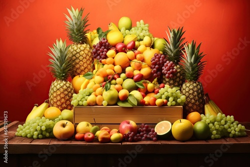 colorful ripe fruits. Generative AI 