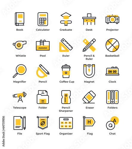 Line School & Education Icons. Editable Stroke