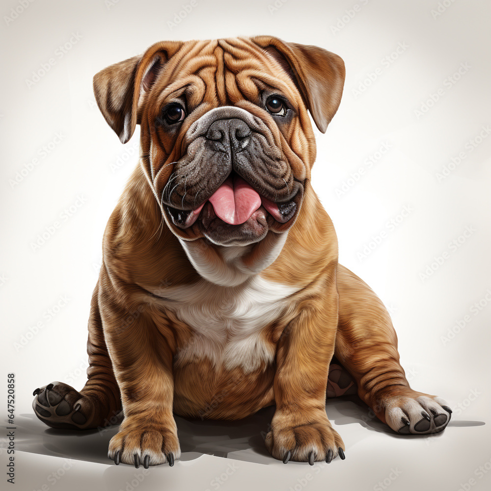 cute brown budog dog on a white background cute brown budog dog on a white background