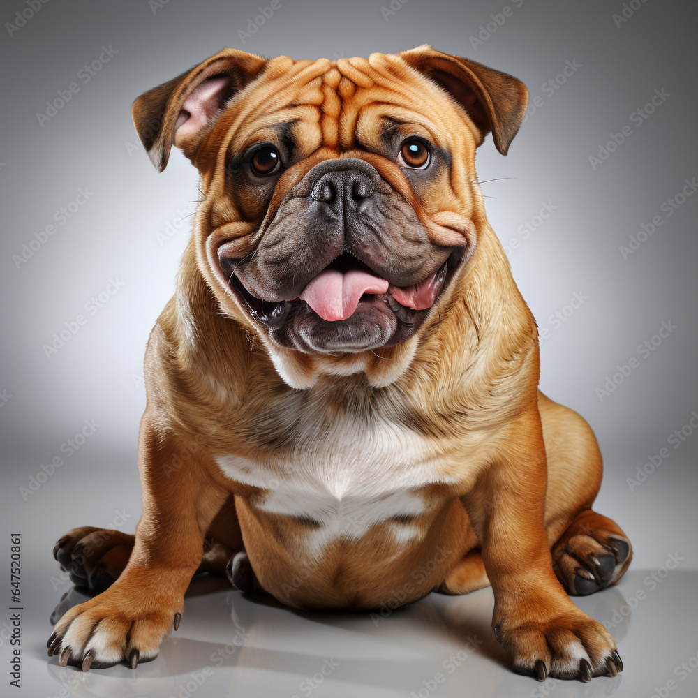 Fototapeta premium cute brown budog dog on a white background