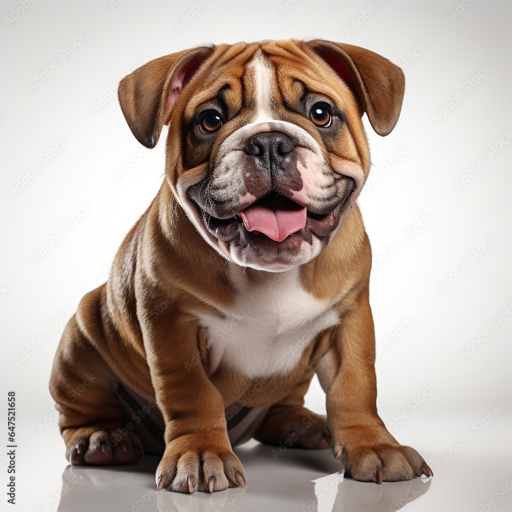Fototapeta premium cute brown budog dog on a white background