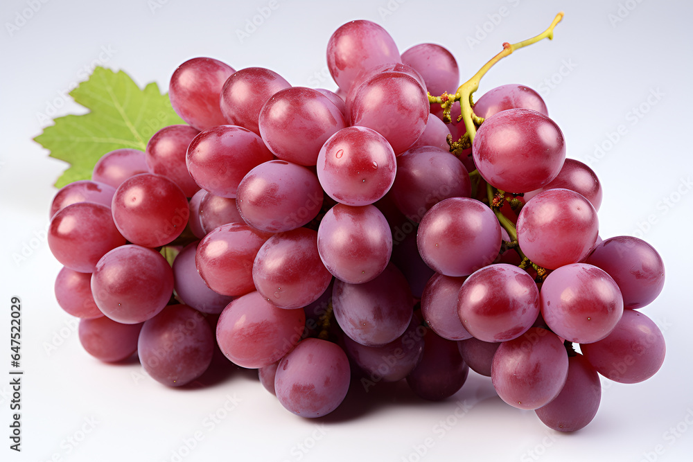 red grapes isolated on white background