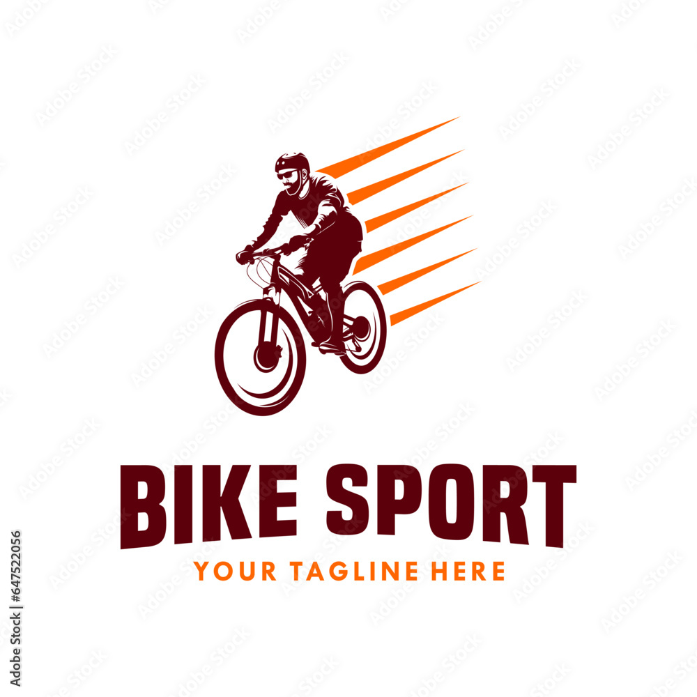 Bike man silhouette logo design Bike man silhouette logo design