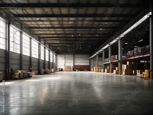 warehouse in the logistics center with copy space