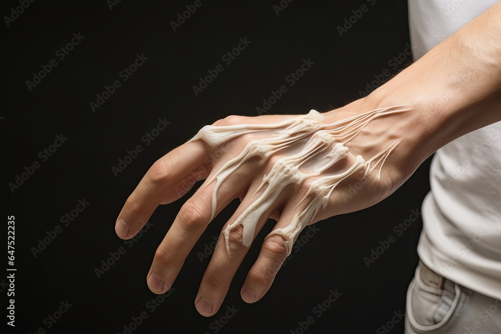 Fingers rigidity, Hand muscles spasm, or Weakness of digits, Generative AI - obrazy, fototapety, plakaty 