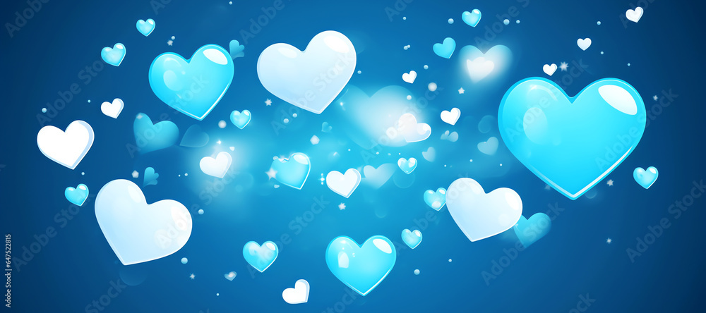 hearts on blue, AI generated hearts on blue, AI generated