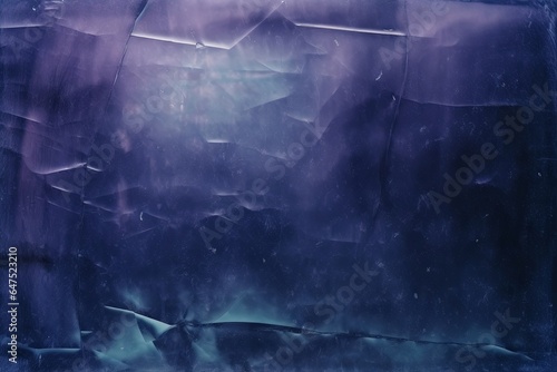 Scratched film texture. Dust noise overlay. Creased worn layer for photo editor. Blue purple color light flare grain on dark wrinkled distressed abstract, Generative AI © Crafters Art