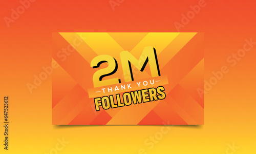 Thank you 1 million followers banner, One Million Greeting card, Vector illustration, gradient background, thumbnail, subscribers, blog