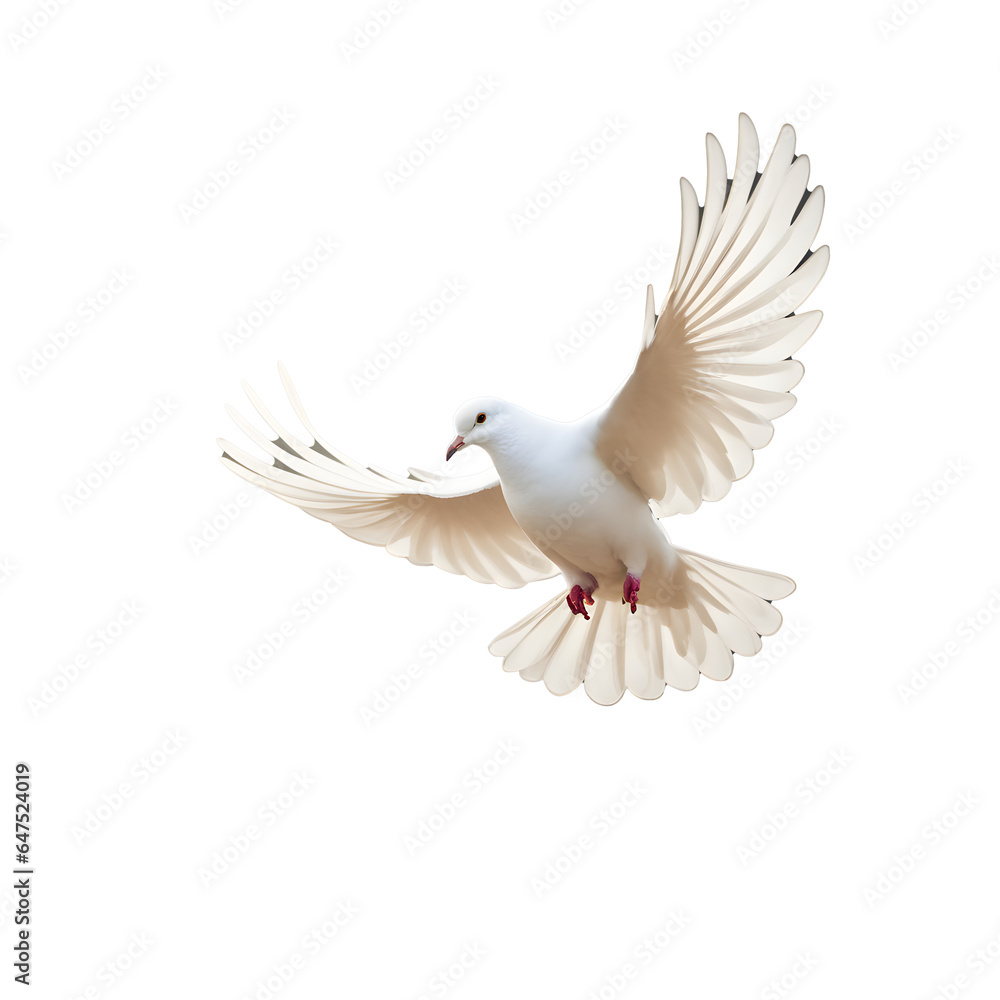 Obraz premium A single white dove glides gracefully against a dark backdrop, its wings outstretched in a gesture of hope and 1 unity.