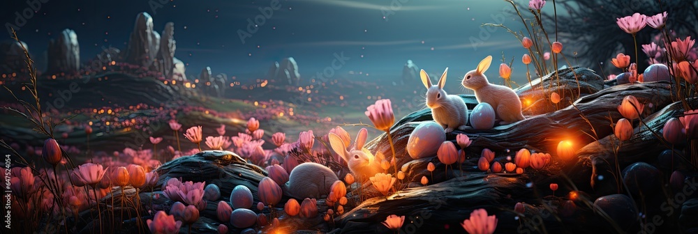 easter bunny in the grass flowers easter bunny in the grass flowers