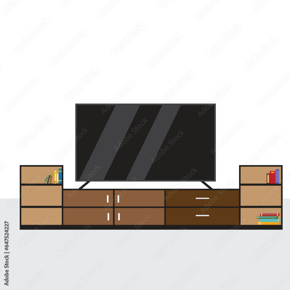 Obraz premium Room at home vector art and illustration. Flat design of room with interiors in home concept art