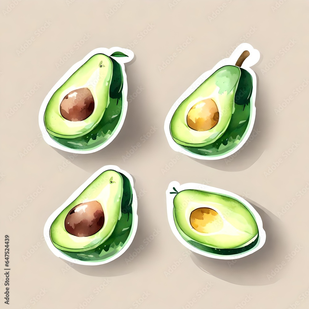 Cute watercolor illustration of a bunch of isolated avocados. Cute watercolor illustration of a bunch of isolated avocados.