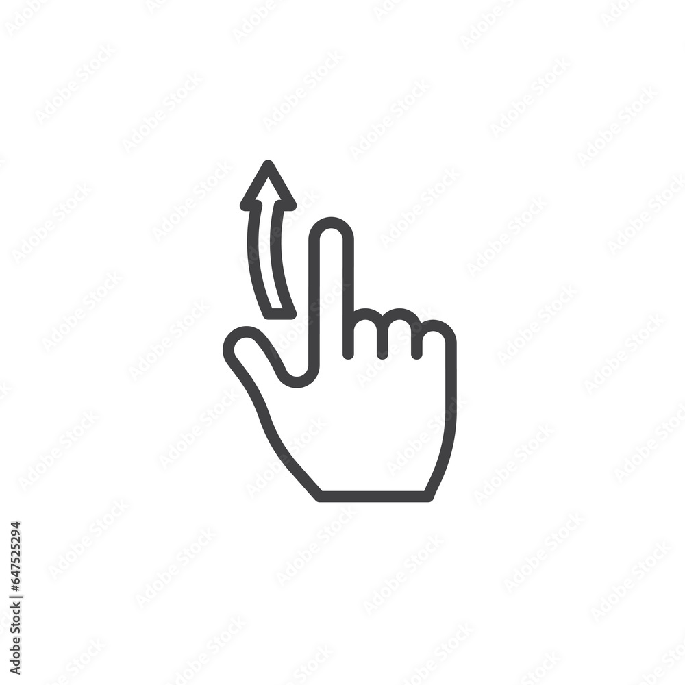 Swiping Up gesture line icon