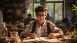 Indian teenager learning at college