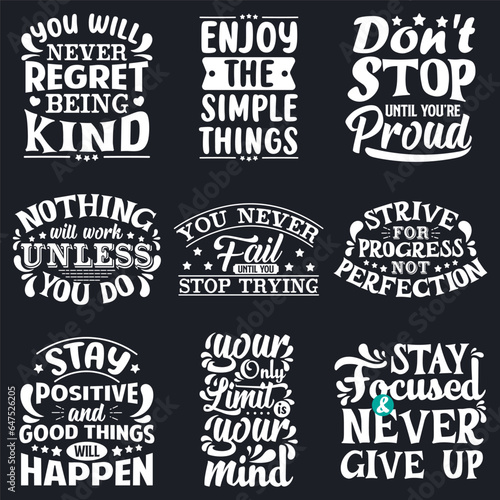 Set of hand drawn lettering quotes. Inspirational and motivational quotes. Vector illustration