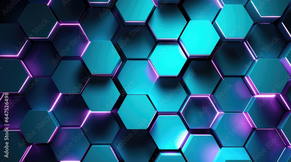 Abstract High Tech Background Neon Hexagons Background full frame Abstract High Tech Background Neon Hexagons Background full frame