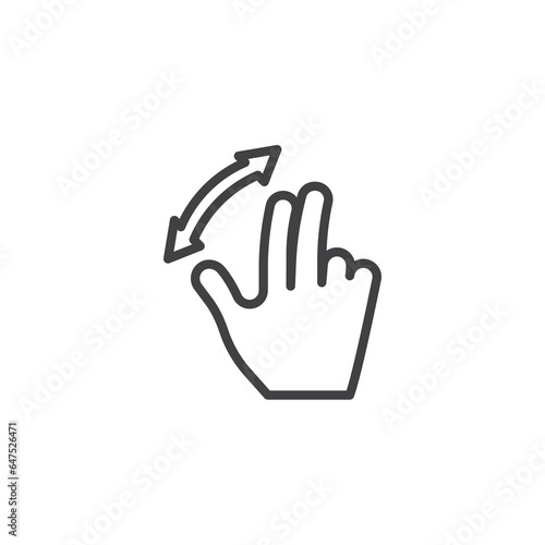 Three finger zoom gesture line icon