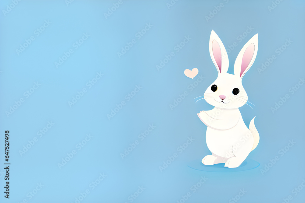 white rabbit on blue (Generative AI) white rabbit on blue (Generative AI)