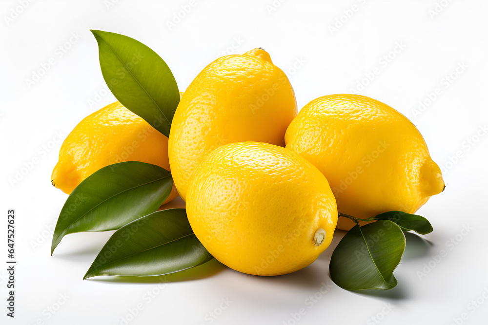 lemon with leaves isolated isolated on white background