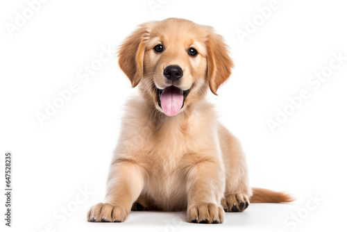 a puppy Golden Retriever dog isolated on white background.  photo