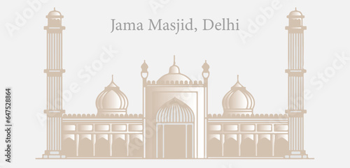 Jama Masjid, Delhi vector illustration on white isolated
