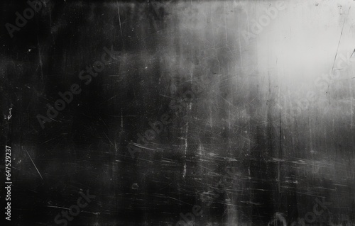 Dust scratches overlay. Distressed TV screen. Dark old dirty glass surface with smeared faded stains pattern. Black white weathered display texture, Generative AI