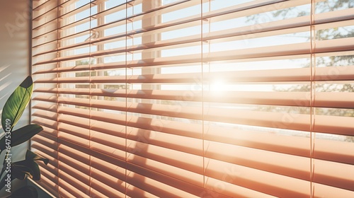 Sunlight coming through window blinds on a sunny day