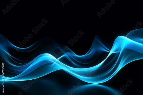 curved blue neon light wave.