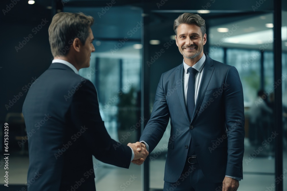 Business Partners Shaking Hands, Agreed on a Business Opportunity, Corporate Businesspeople Meet in Modern Office Business Partners Shaking Hands, Agreed on a Business Opportunity, Corporate Businesspeople Meet in Modern Office